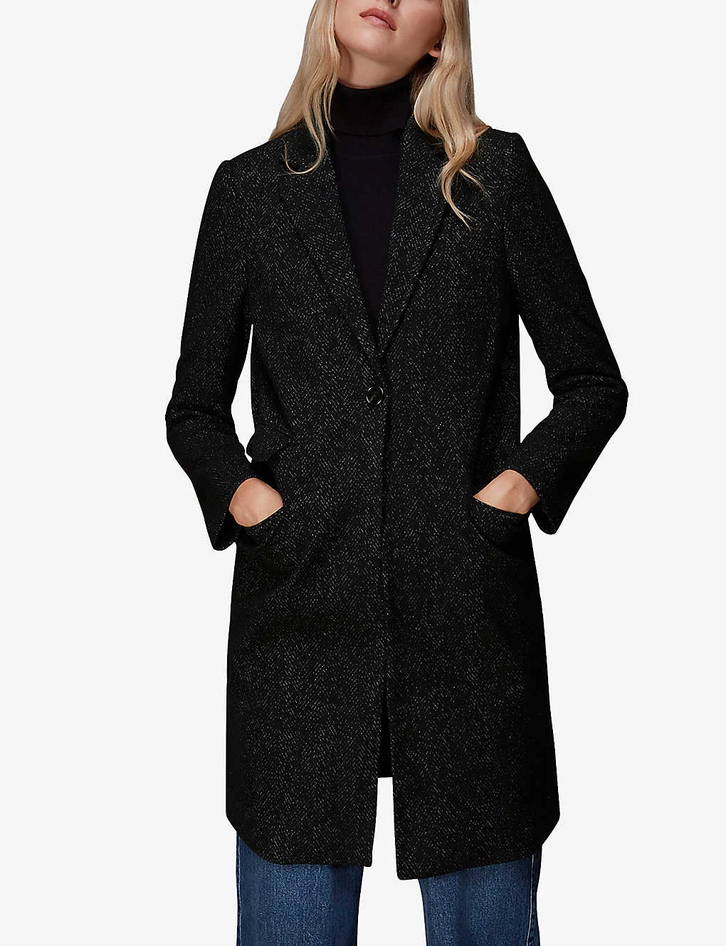 Whistles Flecked-detail Slim-fit Wool-blend Coat 3 Whistles Flecked-detail Slim-fit Wool-blend Coat - Image 3