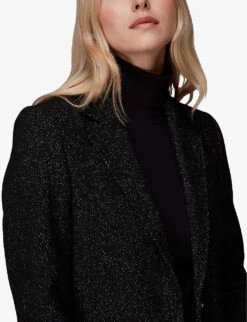 Whistles Flecked-detail Slim-fit Wool-blend Coat 9 Whistles Flecked-detail Slim-fit Wool-blend Coat -The Fashion Shop R04064440 BLACK ALT04