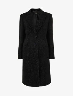 Whistles Flecked-detail Slim-fit Wool-blend Coat