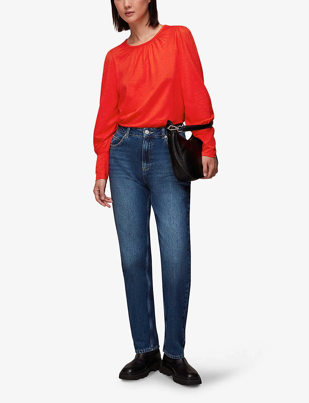 Whistles Round-neck Deep-cuff Woven Top 2 Whistles Round-neck Deep-cuff Woven Top - Image 2