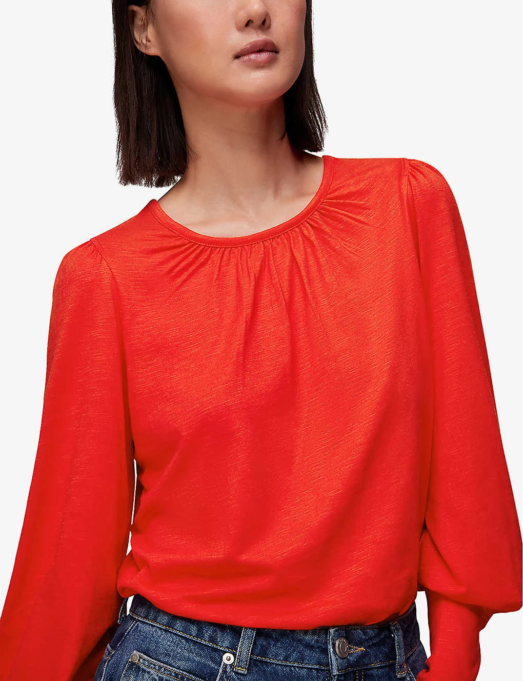Whistles Round-neck Deep-cuff Woven Top 3 Whistles Round-neck Deep-cuff Woven Top - Image 3