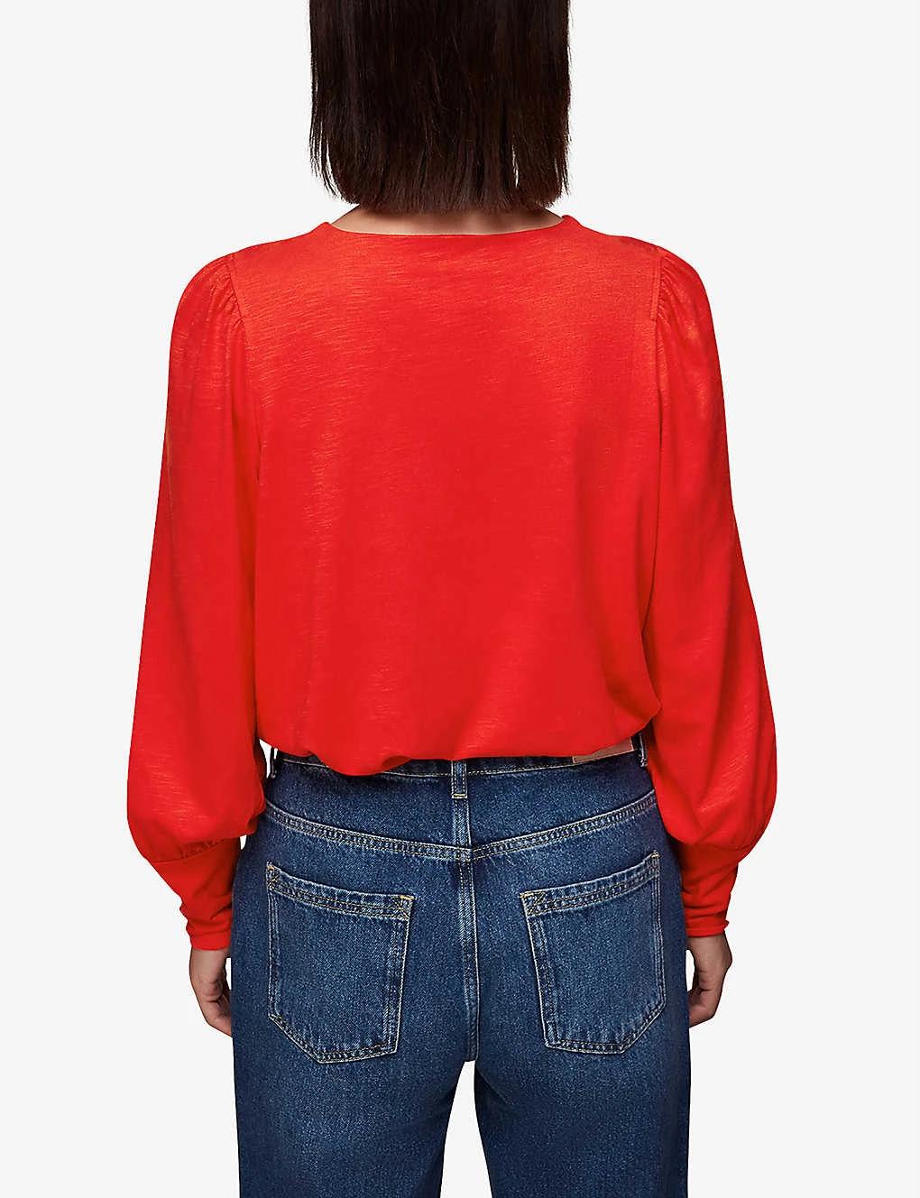 Whistles Round-neck Deep-cuff Woven Top 4 Whistles Round-neck Deep-cuff Woven Top - Image 4
