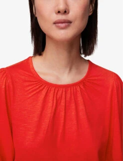 Whistles Round-neck Deep-cuff Woven Top 9 Whistles Round-neck Deep-cuff Woven Top -The Fashion Shop R04064441 RED ALT04