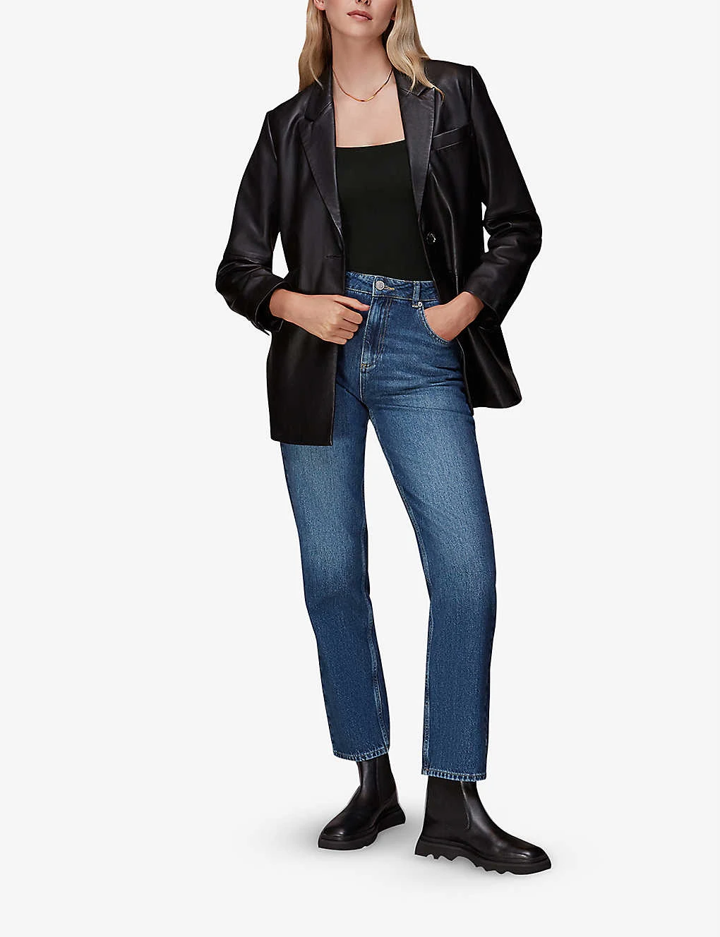 Whistles Slim-fit Square-neck Cotton-blend Top 2 Whistles Slim-fit Square-neck Cotton-blend Top - Image 2