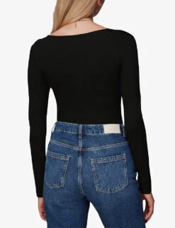 Whistles Slim-fit Square-neck Cotton-blend Top 8 Whistles Slim-fit Square-neck Cotton-blend Top -The Fashion Shop R04064444 BLACK ALT03