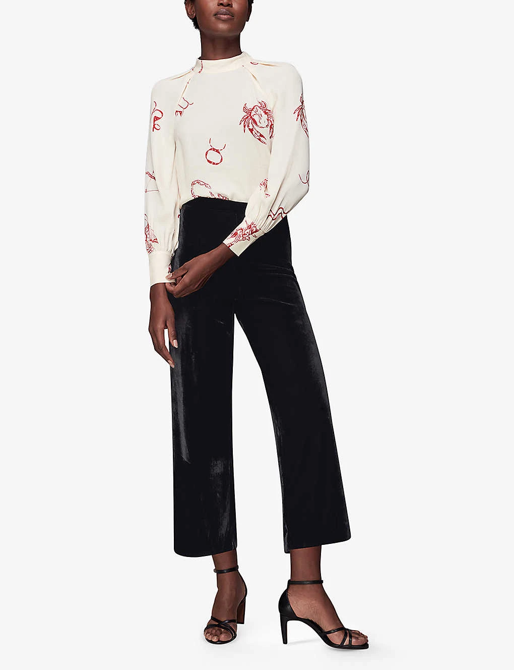 Whistles High-rise Wide-leg Cropped Velvet Trousers 2 Whistles High-rise Wide-leg Cropped Velvet Trousers - Image 2