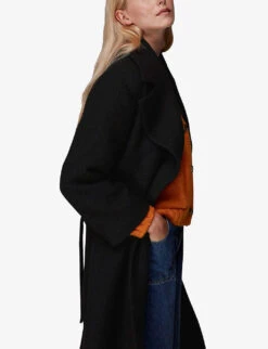 Whistles Lorna Tie-waist Wool Coat -The Fashion Shop R04065889 BLACK ALT04