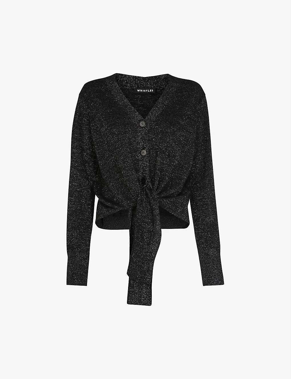 Whistles Sparkle Wool-blend Tie Cardigan 1 Whistles Sparkle Wool-blend Tie Cardigan