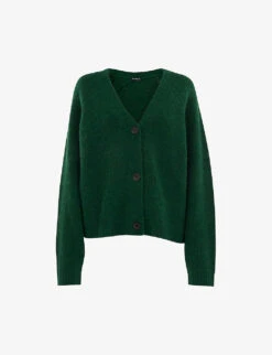 Whistles Skye Ribbed-detail Wool-blend Cardigan