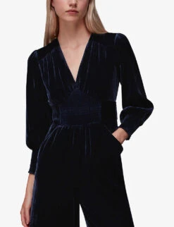 Whistles Puff-sleeve Woven Jumpsuit 10 Whistles Puff-sleeve Woven Jumpsuit -The Fashion Shop R04068735 NAVY ALT04