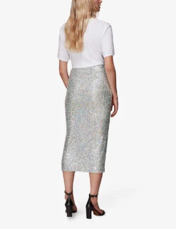 Whistles Sequin-embellished High-waist Recycled-polyester Midi Skirt 8 Whistles Sequin-embellished High-waist Recycled-polyester Midi Skirt -The Fashion Shop R04069777 SILVER ALT03