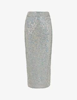 Whistles Sequin-embellished High-waist Recycled-polyester Midi Skirt
