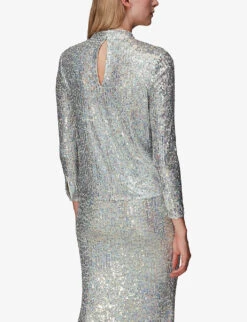 Whistles High-neck Sequin-embellished Top 8 Whistles High-neck Sequin-embellished Top -The Fashion Shop R04069778 SILVER ALT03