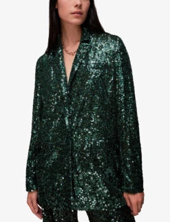 Whistles Recycled Polyester-blend Blazer -The Fashion Shop R04069780 DARKGREEN ALT02