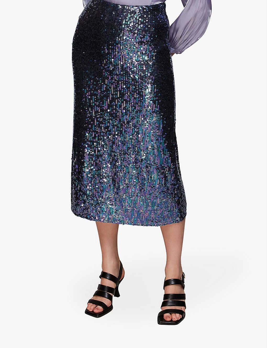 Whistles Sally Sequin-embellished Stretch Recycled-polyester Midi Skirt 3 Whistles Sally Sequin-embellished Stretch Recycled-polyester Midi Skirt - Image 3