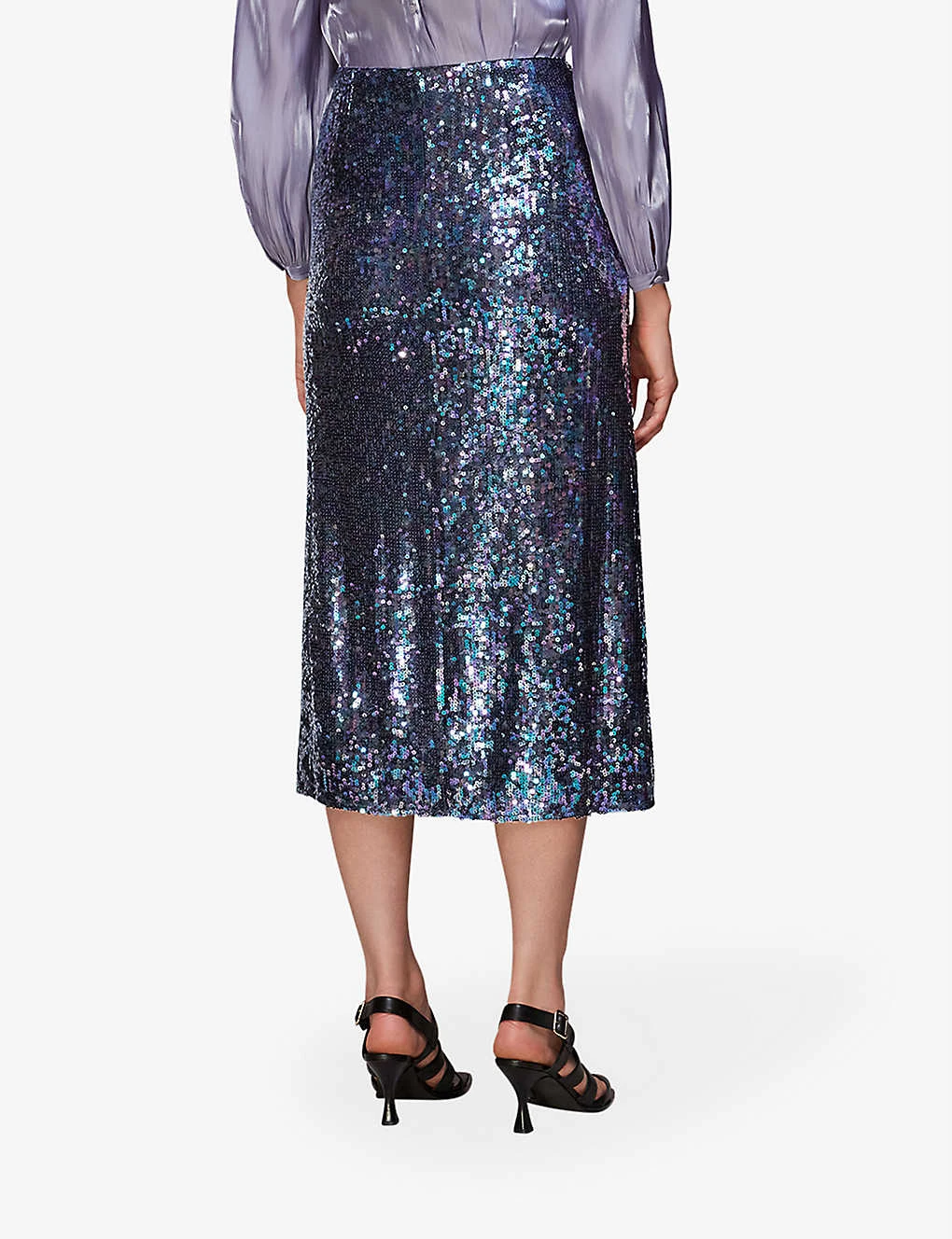 Whistles Sally Sequin-embellished Stretch Recycled-polyester Midi Skirt 4 Whistles Sally Sequin-embellished Stretch Recycled-polyester Midi Skirt - Image 4