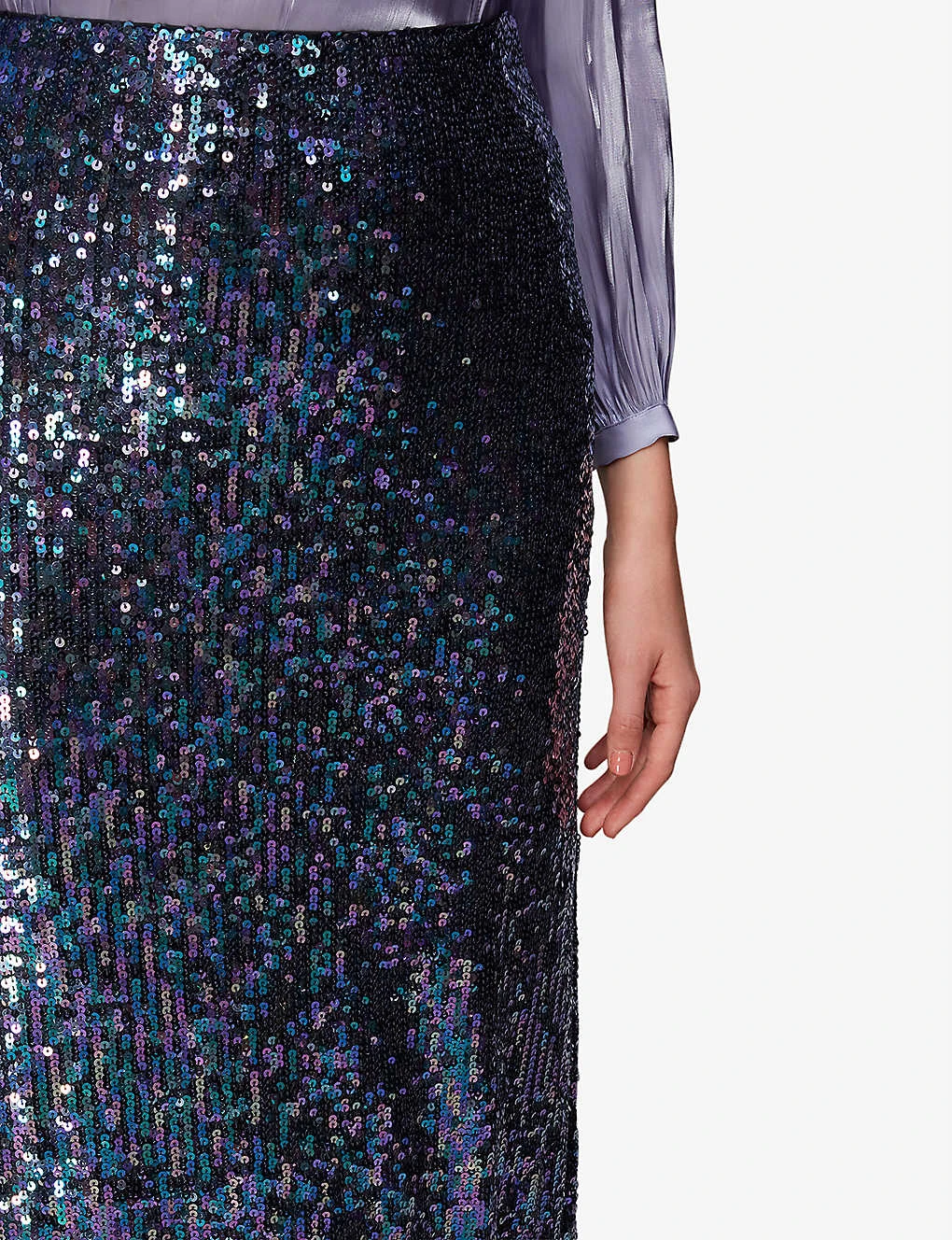 Whistles Sally Sequin-embellished Stretch Recycled-polyester Midi Skirt 5 Whistles Sally Sequin-embellished Stretch Recycled-polyester Midi Skirt - Image 5