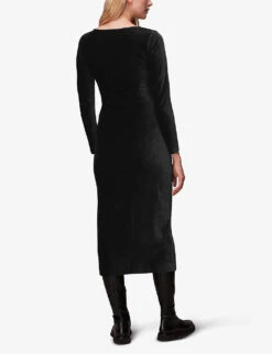 Whistles Cotton-blend Midi Dress -The Fashion Shop R04069981 BLACK ALT02