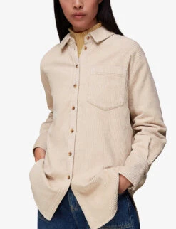 Whistles Lucie Corduroy Oversized-fit Cotton Shirt 7 Whistles Lucie Corduroy Oversized-fit Cotton Shirt -The Fashion Shop R04070385 CREAM ALT02