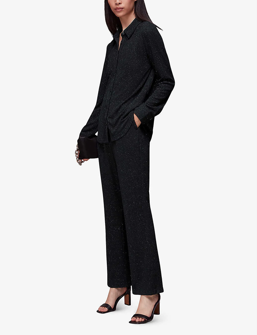 Whistles Gillian Sparkle-detail Straight-leg Woven Trousers 2 Whistles Gillian Sparkle-detail Straight-leg Woven Trousers - Image 2