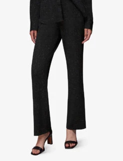 Whistles Gillian Sparkle-detail Straight-leg Woven Trousers 7 Whistles Gillian Sparkle-detail Straight-leg Woven Trousers -The Fashion Shop R04070386 BLACK ALT02