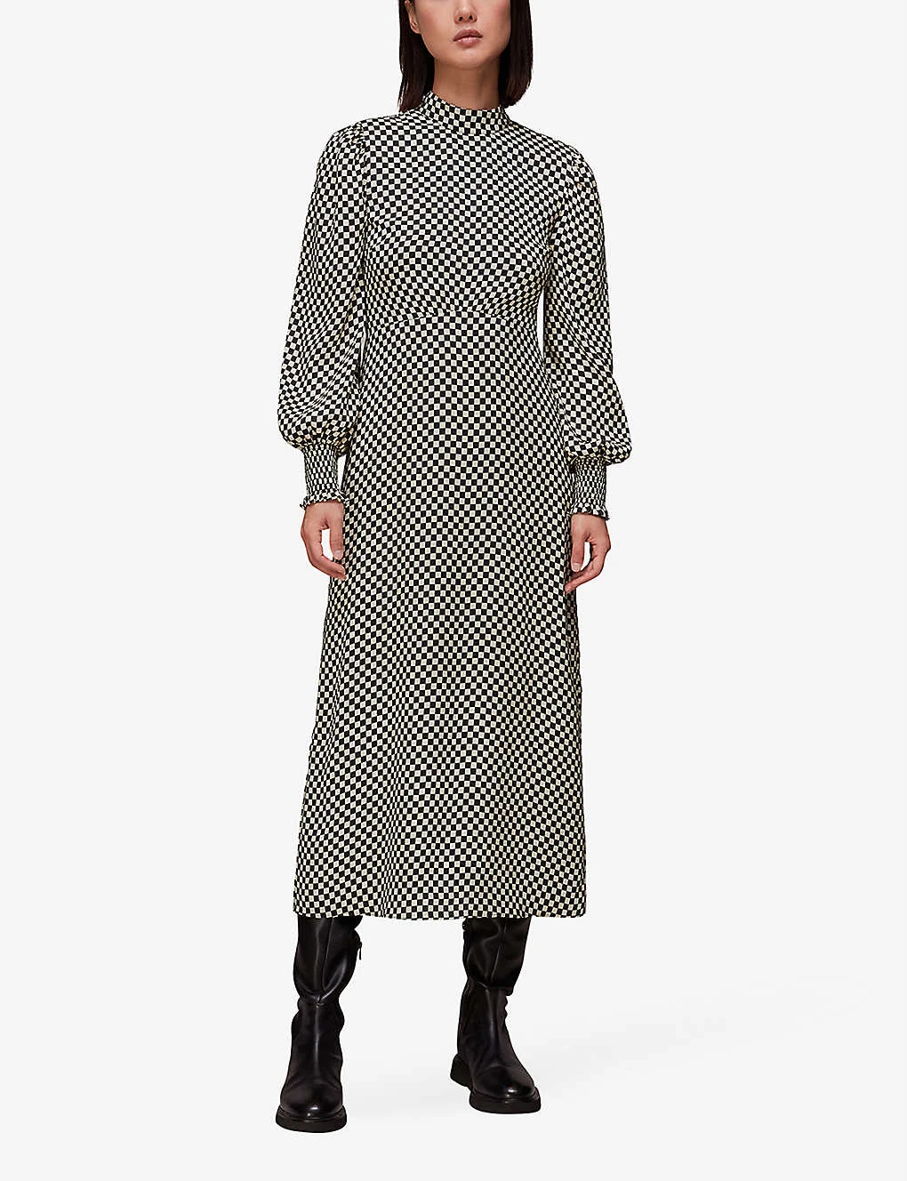 Whistles Darcie Checkerboard-print Stretch-woven Midi Dress 2 Whistles Darcie Checkerboard-print Stretch-woven Midi Dress - Image 2
