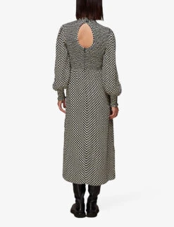 Whistles Darcie Checkerboard-print Stretch-woven Midi Dress 9 Whistles Darcie Checkerboard-print Stretch-woven Midi Dress -The Fashion Shop R04070391 BLACK ALT03