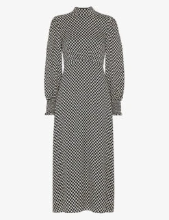 Whistles Darcie Checkerboard-print Stretch-woven Midi Dress