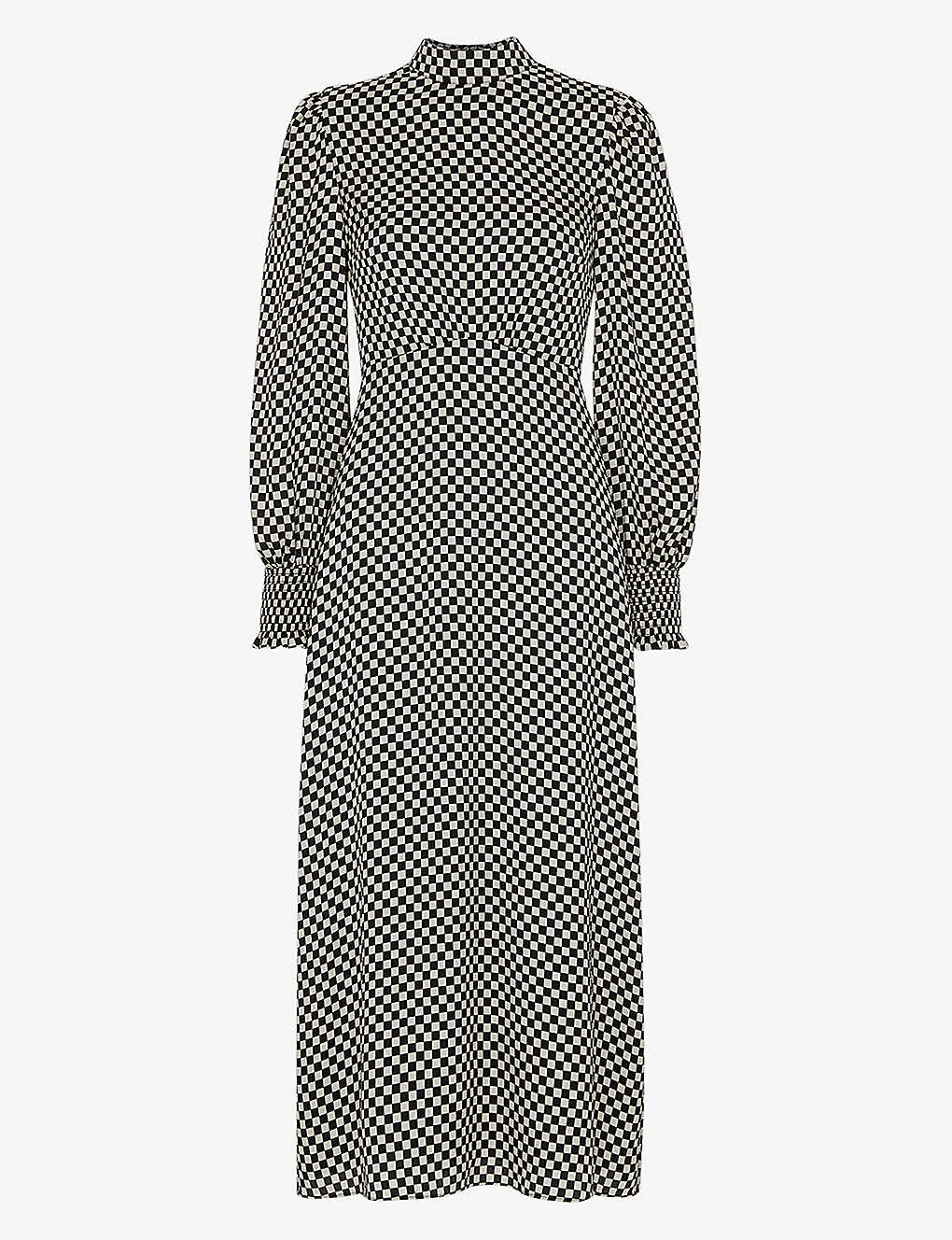 Whistles Darcie Checkerboard-print Stretch-woven Midi Dress 1 Whistles Darcie Checkerboard-print Stretch-woven Midi Dress
