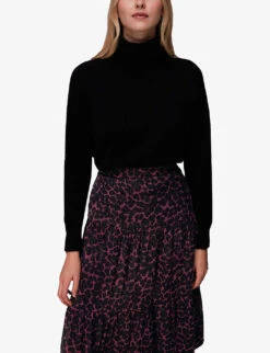 Whistles Leopard-print High-waist Woven Midi Skirt 9 Whistles Leopard-print High-waist Woven Midi Skirt -The Fashion Shop R04070392 MULTICOLOURED ALT04