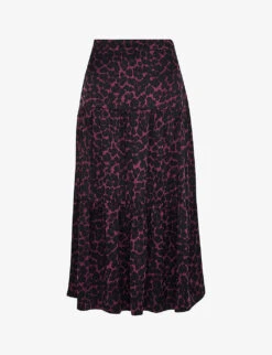 Whistles Leopard-print High-waist Woven Midi Skirt