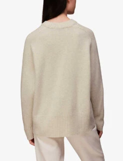 Whistles Boyfriend-fit Ribbed-detail Wool Jumper 8 Whistles Boyfriend-fit Ribbed-detail Wool Jumper -The Fashion Shop R04071029 CREAM ALT03