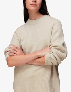 Whistles Boyfriend-fit Ribbed-detail Wool Jumper 9 Whistles Boyfriend-fit Ribbed-detail Wool Jumper -The Fashion Shop R04071029 CREAM ALT04