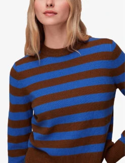 Whistles Stripe-detail Ribbed Wool Jumper -The Fashion Shop R04071030 MULTICOLOURED ALT02