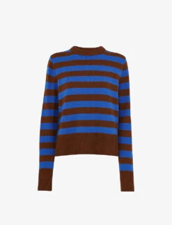 Whistles Stripe-detail Ribbed Wool Jumper