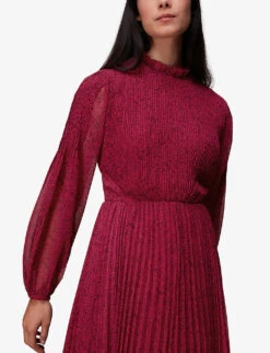 Whistles Abstract Snakeskin-print Pleated Recycled-polyester Midi Dress 8 Whistles Abstract Snakeskin-print Pleated Recycled-polyester Midi Dress -The Fashion Shop R04074031 MULTICOLOURED ALT02