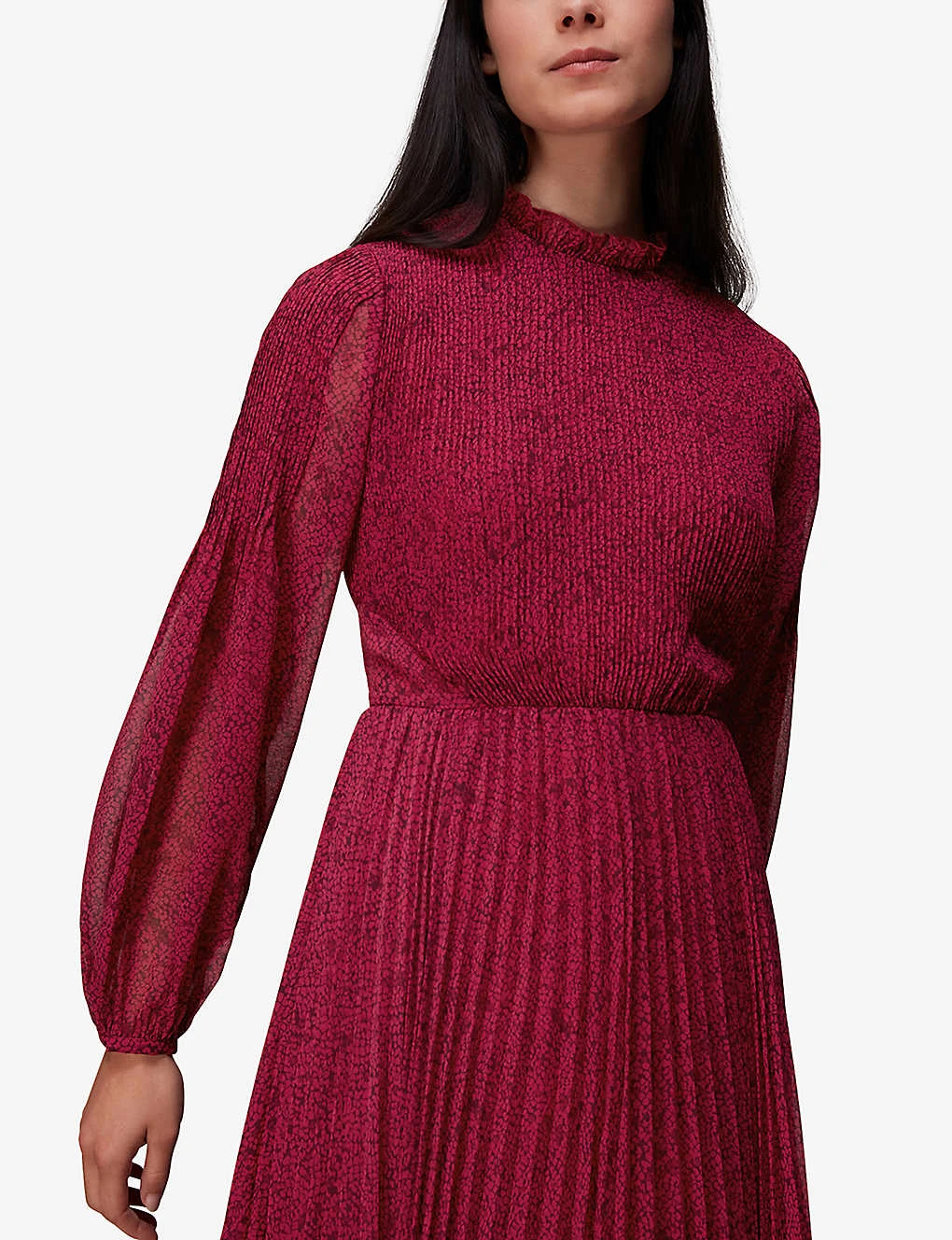 Whistles Abstract Snakeskin-print Pleated Recycled-polyester Midi Dress 3 Whistles Abstract Snakeskin-print Pleated Recycled-polyester Midi Dress - Image 3