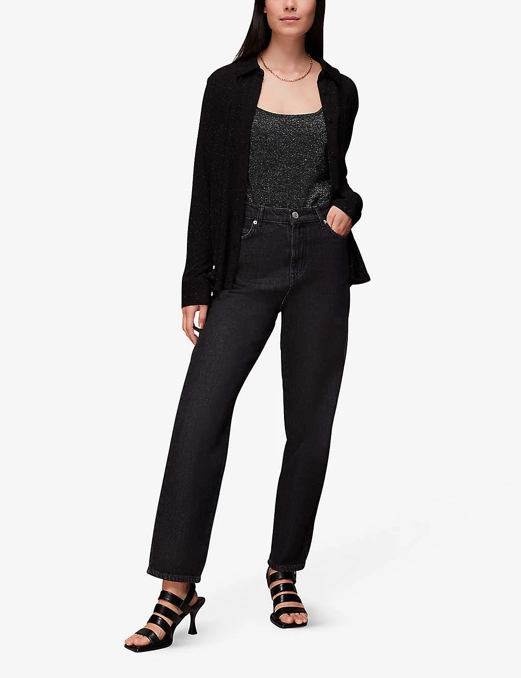 Whistles Square-neck Metallic-knit Top 2 Whistles Square-neck Metallic-knit Top - Image 2