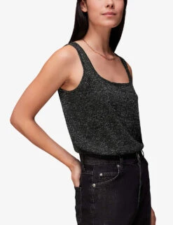 Whistles Square-neck Metallic-knit Top 7 Whistles Square-neck Metallic-knit Top -The Fashion Shop R04075331 BLACK ALT02