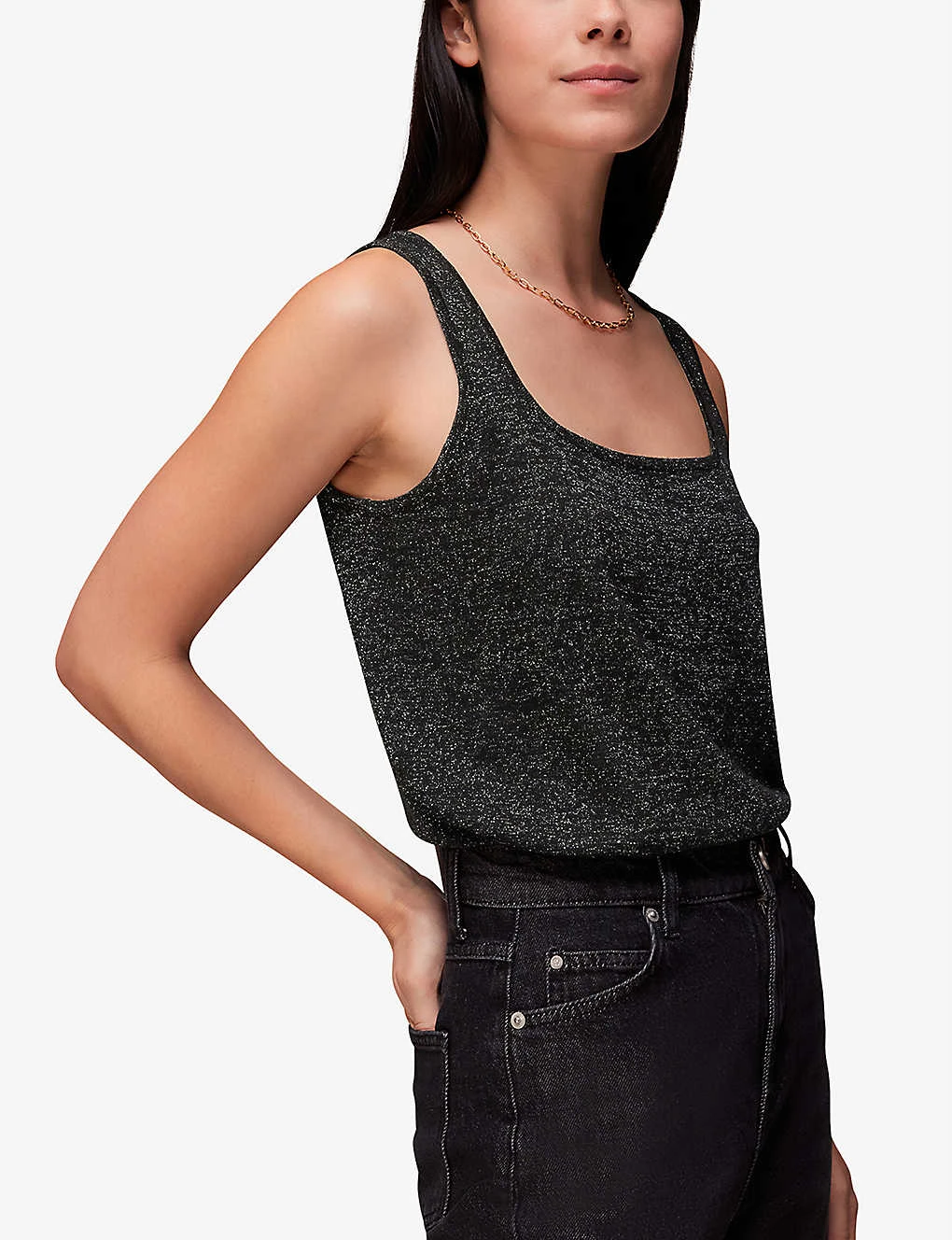 Whistles Square-neck Metallic-knit Top 3 Whistles Square-neck Metallic-knit Top - Image 3