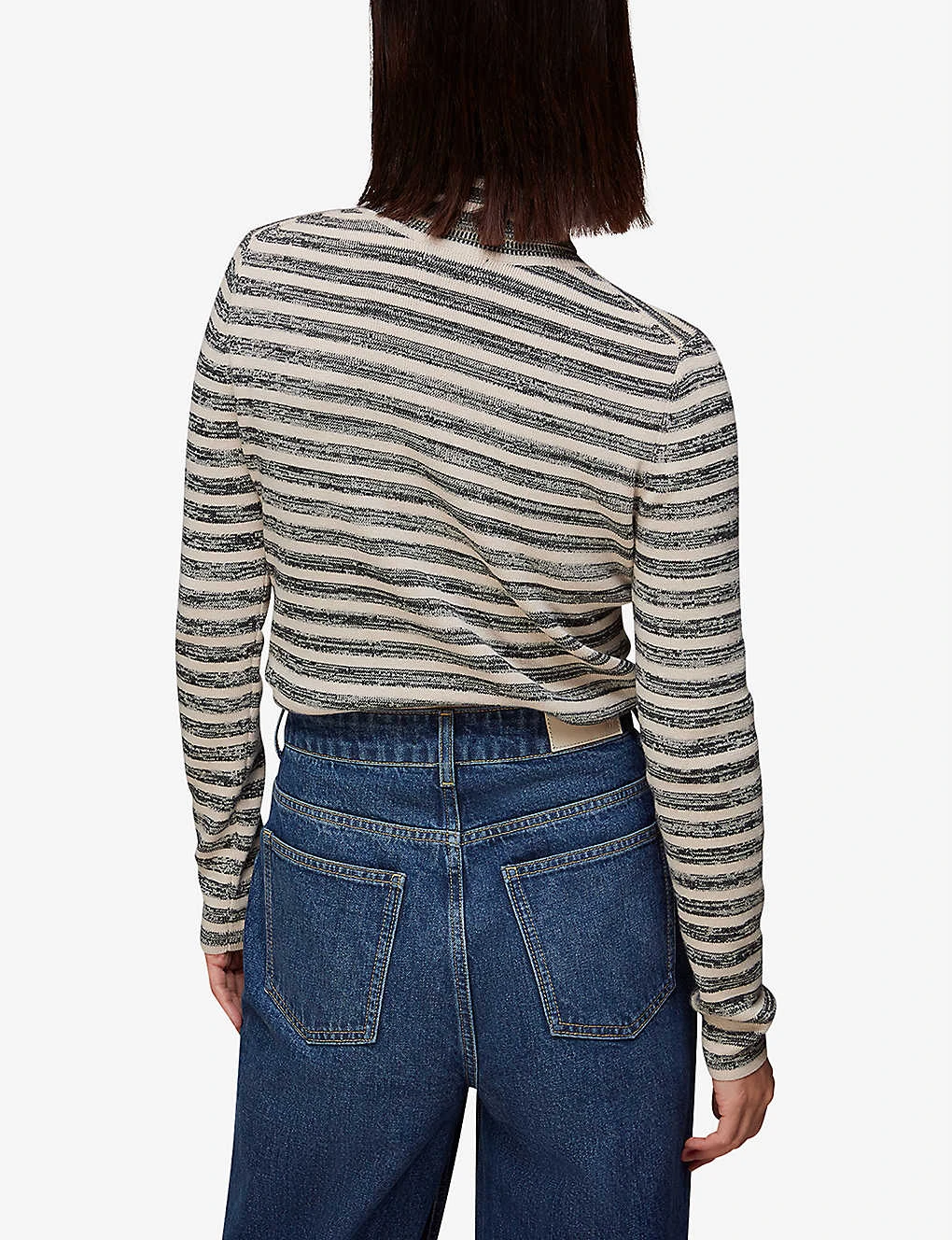 Whistles Stripe Cotton-knit Polo Neck Jumper 4 Whistles Stripe Cotton-knit Polo Neck Jumper - Image 4
