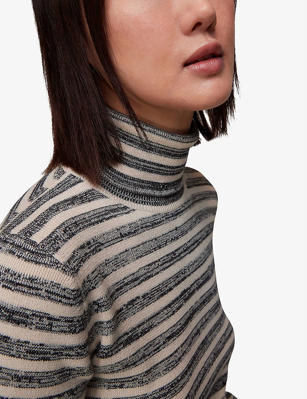 Whistles Stripe Cotton-knit Polo Neck Jumper 5 Whistles Stripe Cotton-knit Polo Neck Jumper - Image 5