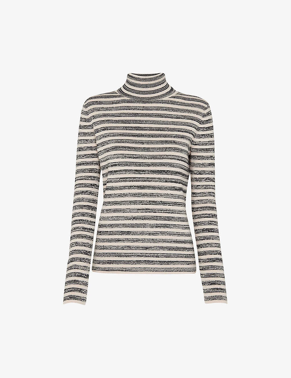 Whistles Stripe Cotton-knit Polo Neck Jumper 1 Whistles Stripe Cotton-knit Polo Neck Jumper