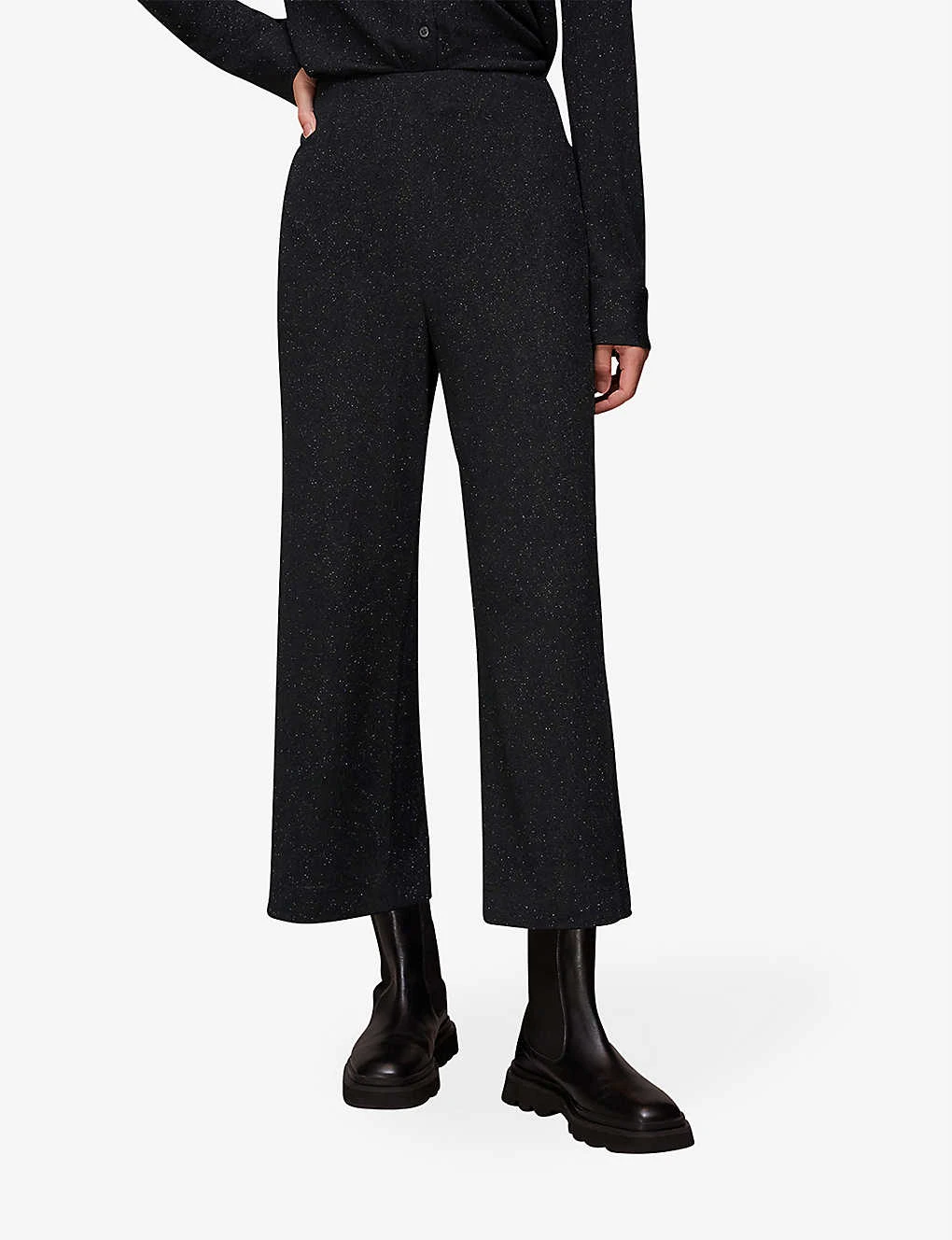 Whistles Flared High-rise Metallic Stretch-woven Trousers 3 Whistles Flared High-rise Metallic Stretch-woven Trousers - Image 3