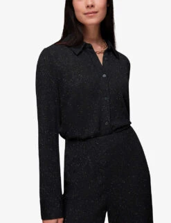 Whistles Flared High-rise Metallic Stretch-woven Trousers 9 Whistles Flared High-rise Metallic Stretch-woven Trousers -The Fashion Shop R04077194 BLACK ALT04