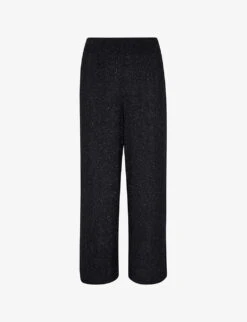 Whistles Flared High-rise Metallic Stretch-woven Trousers