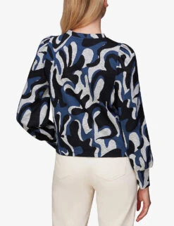 Whistles Graphic-jacquard Stretch Recycled Polyester-blend Top 8 Whistles Graphic-jacquard Stretch Recycled Polyester-blend Top -The Fashion Shop R04077197 BLUE ALT03