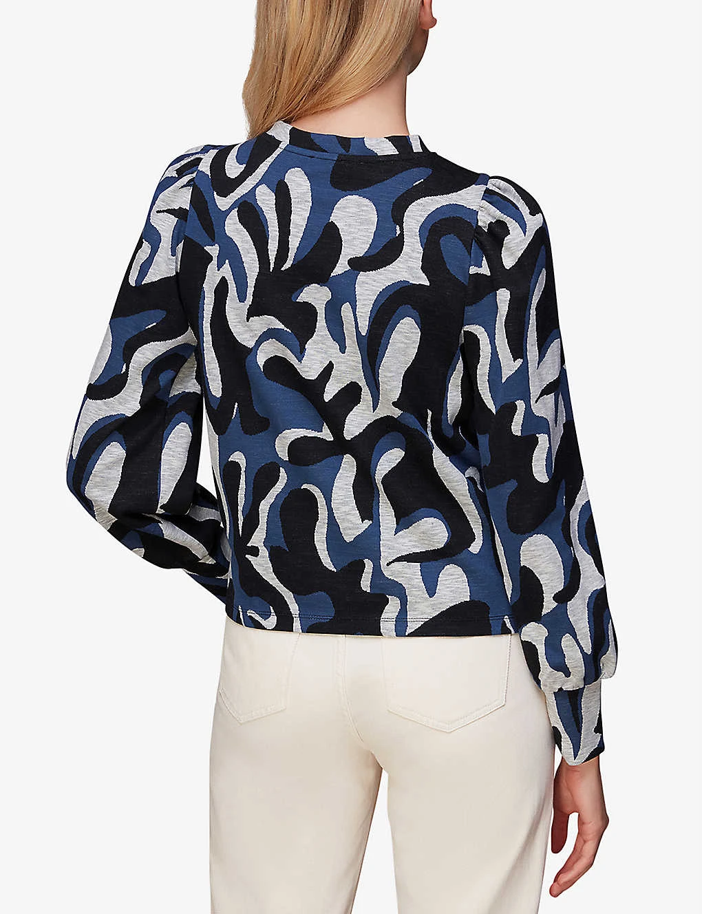 Whistles Graphic-jacquard Stretch Recycled Polyester-blend Top 4 Whistles Graphic-jacquard Stretch Recycled Polyester-blend Top - Image 4