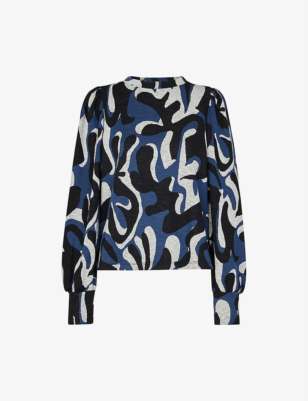 Whistles Graphic-jacquard Stretch Recycled Polyester-blend Top 1 Whistles Graphic-jacquard Stretch Recycled Polyester-blend Top