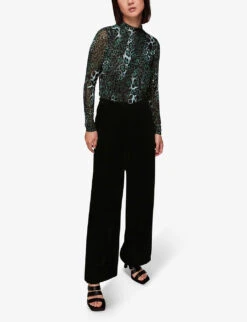 Whistles Wide-leg High-rise Velvet Trousers 7 Whistles Wide-leg High-rise Velvet Trousers -The Fashion Shop R04077198 BLACK ALT02